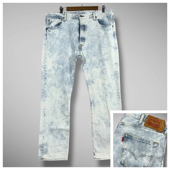 Levi's Other - Levi's 501 Men's Jeans 38x32 Acid Wash Button Fly Straight Leg Distressed Modern